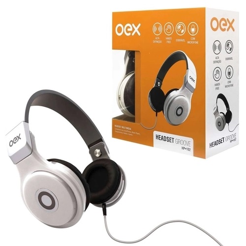 FONE DE OUVIDO OEX HEADSET GROOVE MICROFONE DOBRAVEL HANDS FREE ALTA DEFINICAO BRANCO HP102