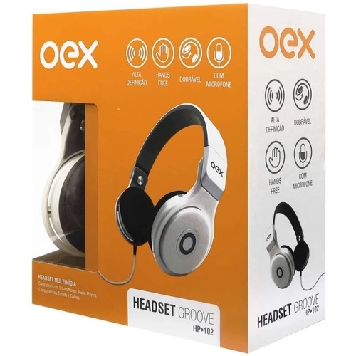 FONE DE OUVIDO OEX HEADSET GROOVE MICROFONE DOBRAVEL HANDS FREE ALTA DEFINICAO BRANCO HP102