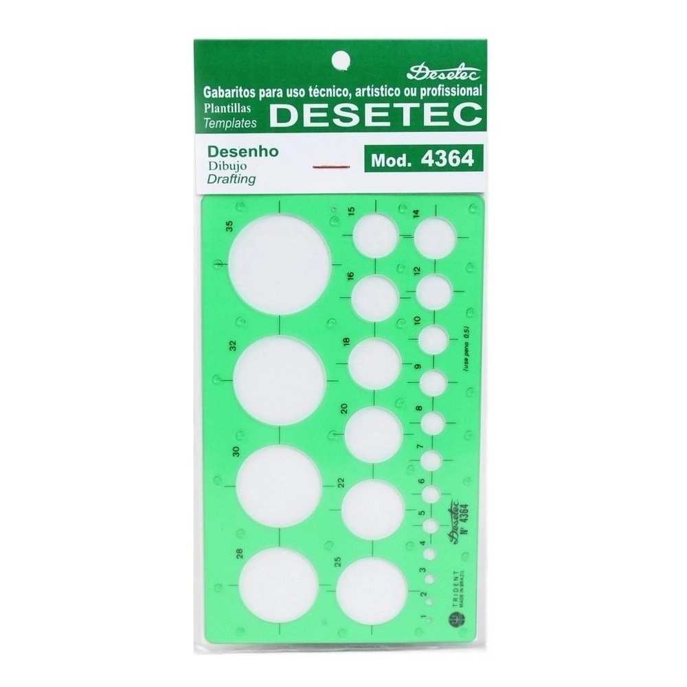 GABARITO TRIDENT CIRCULOGRAFO 22 CIRCULOS DE 1 A 35MM 4364