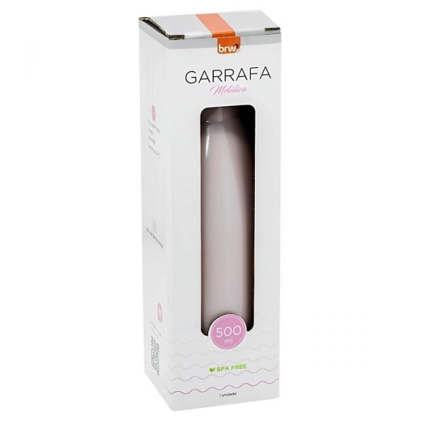 Garrafa Aço Inoxidavél Rosa 500ml Brw GA0103