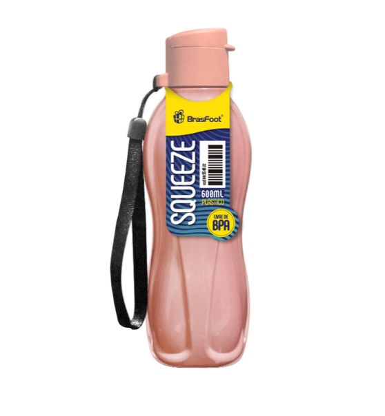 Garrafa Squeeze Plástica Brasfoot 600ml Rose 11950