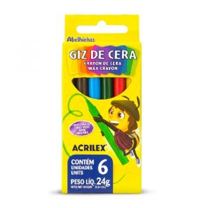 Giz de Cera 06 Cores Acrilex 24grs 09006