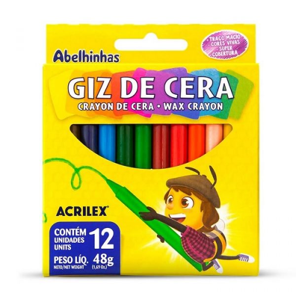 Giz De Cera Acrilex 12 Cores Fino 09012