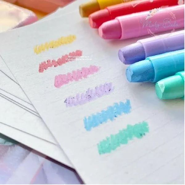 Giz De Cera Brw Retrátil Aquarelável Pastel C/6 Cores GZ0006