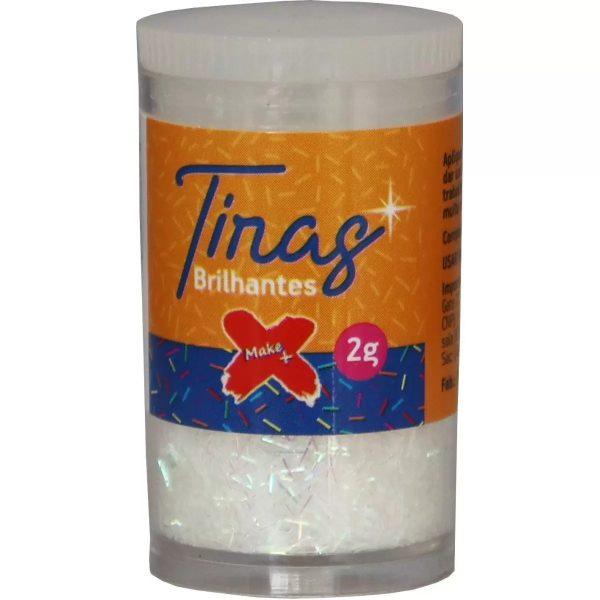 Glitter Tiras Make+ Pote 02grs Branco 7027 C/ 12 Unidades