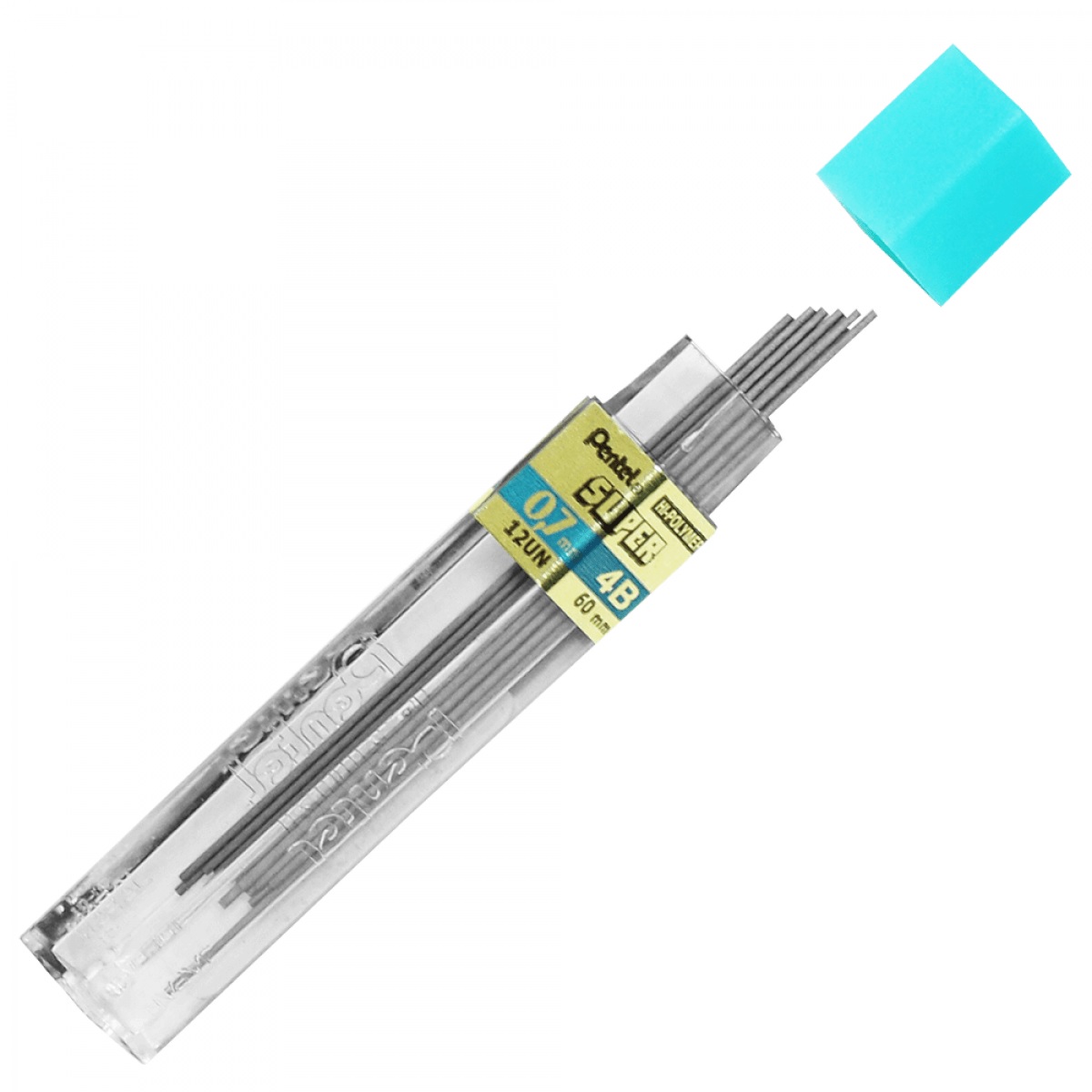 Pentel Super Hi-Polymer® Ricariche Mina 0,7 Mm, Durezza H, Colore Nero, Tubo Da 12 Pezzi. Per Matite Meccaniche.