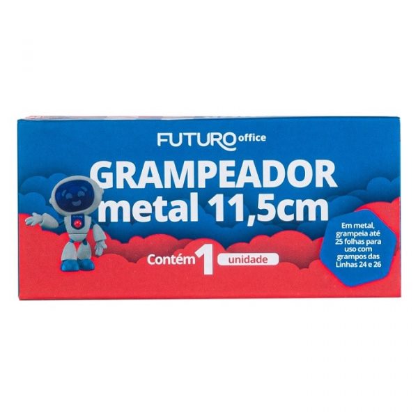 Grampeador Futuro Metal 11,5cm Preto 25 Folhas FO262208