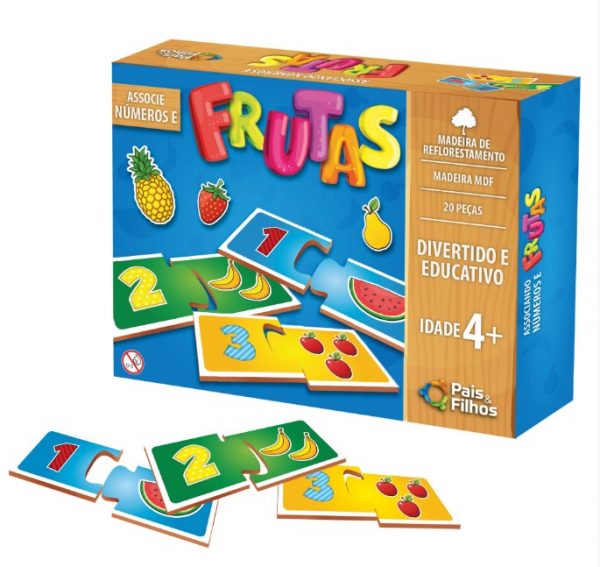Jogo Associe Números e Frutas 20 Peças - Pais E Filhos 10773