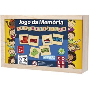 Jogo Da Memória Madeira Alfabetização 40 Peças Coluna 790703