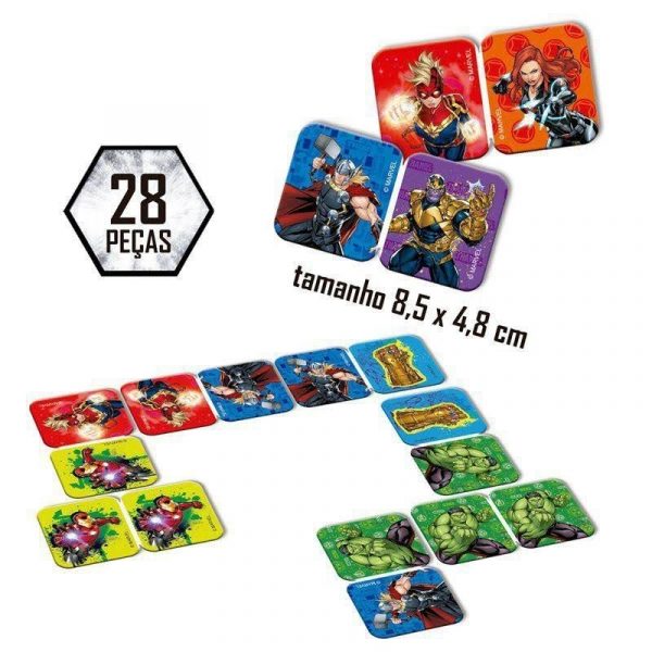 Jogo de Dominó Avengers 28 Peças Toyster 8037