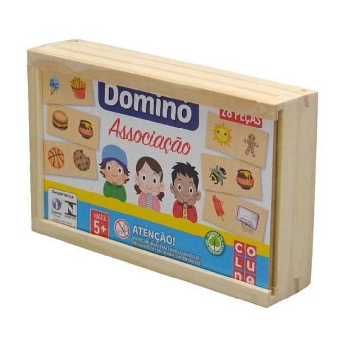 Dominó Jogo Educativo Pedagógico Matemático Adição 28pcs Mdf