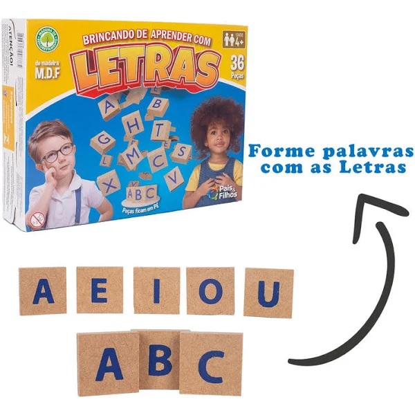 Jogo Educativo Infantil em madeira Alf Alfabeto