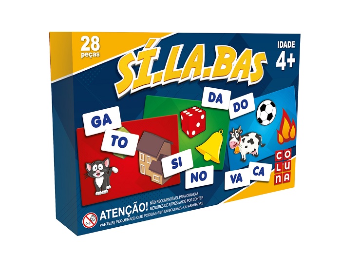 Brinquedo Pedagógico Educativo Sílabas 28 Peças Jogo Aprendizagem Palavras  Frases Alfabetização Material Apoio Escolar Infantil Criança 4 Anos