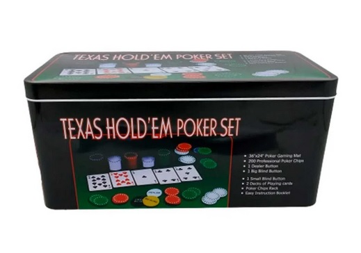 Jogo De Poker Texas Hold'em Poker Set Fichas Bralho E Toalha em