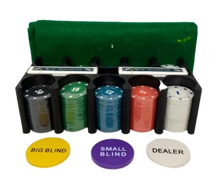 Jogo De Poker Texas Hold'em Poker Set Fichas Bralho E Toalha em