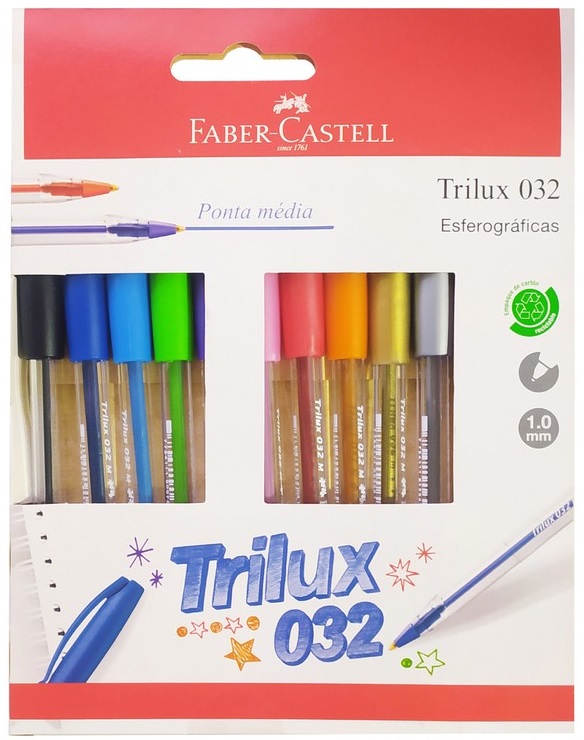 Kit Caneta Esferográfica Trilux Colors Faber Castell C/10 Unidades SM/032ESC10