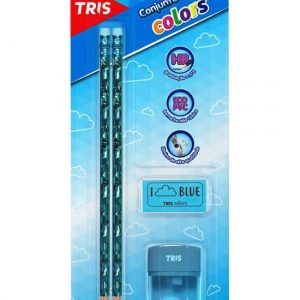 Kit Conjunto Escolar Tris Colors I Love Blue 04 Peças 690919