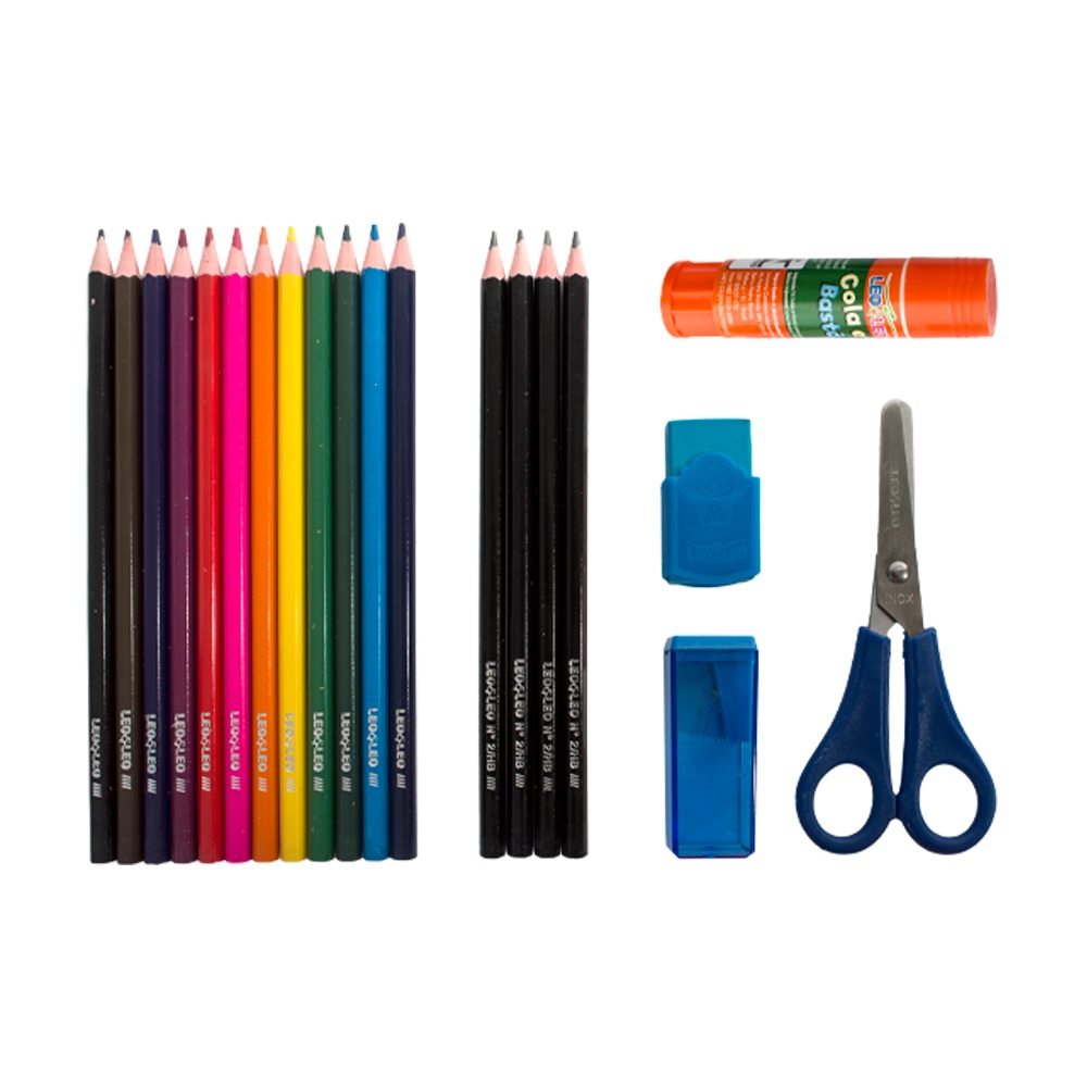 KIT ESCOLAR LAPIS DE COR LEOLEO 20PECAS 4203