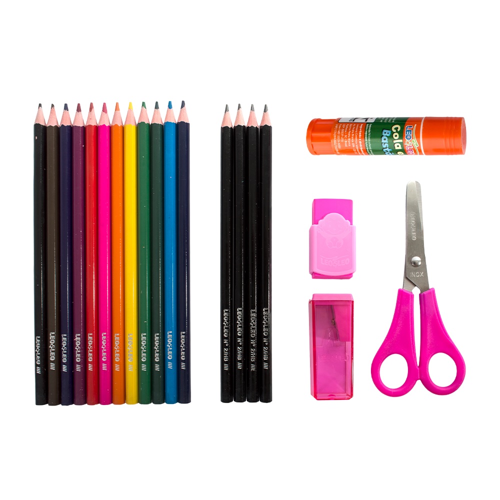 KIT ESCOLAR LAPIS DE COR LEOLEO 20PECAS 4203