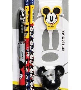 kit Escolar Molin Mickey Mouse 5 Peças Blister 22630