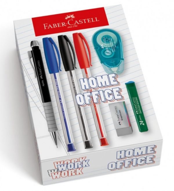 Kit Home Office Faber Castell Lapiseira Caneta Borracha Grafite 7 Peças KIT/Home1