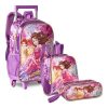 Kit Mochila Carrinho + Estojo + Lancheira Clio Style Princesas Mágicas PR3527K