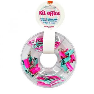 Kit Office Donuts Acrílico Tutti Frutti Clips Binders Brw CL0010