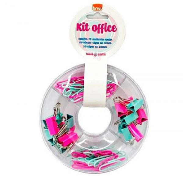 Kit Office Donuts Acrílico Tutti Frutti Clips Binders Brw CL0010