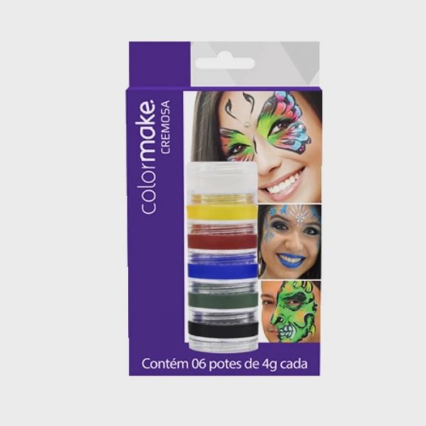 Kit Tinta Cremosa para Pintura Facial com 06 cores - Colormake
