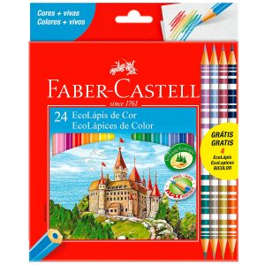 Lapis De Cor Faber Castell 20 Cores + 4 Ecolapis Bicolor 120124/4B C/6 Caixas