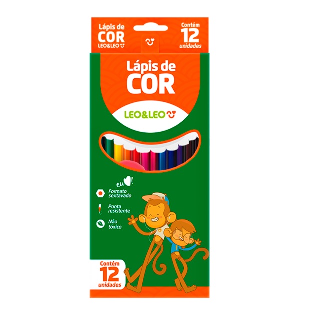 Lápis de Cor Leo & Leo 12 Cores Sextavado Flex 4527 C/06 Unidades