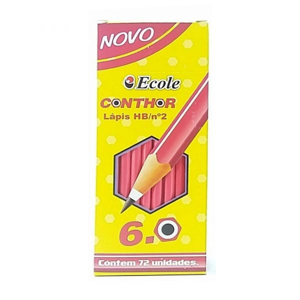 Lapis Preto Grafite Conthor HB Nº2 6.0mm Rosa Metalizado C/72 Unidades - Ecole 2200045