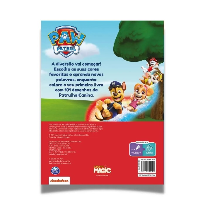 Livro 101 Primeiros Desenhos Patrulha Canina Paw Infantil - livro