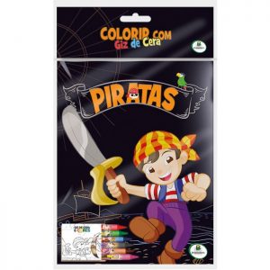 Livro Infantil Colorir com Giz de Cera: Piratas Brasileitura 1156519