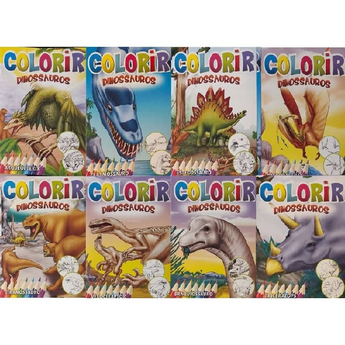 Livrinhos p/ Colorir Infantil 16p. Dinossauros c/6un