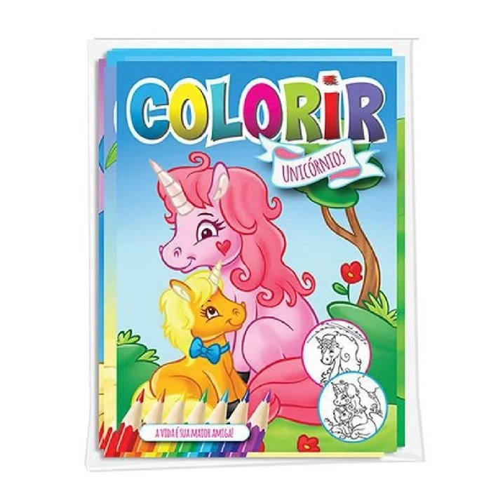 Livro de colorir lindo unicórnio roxo com arco-íris