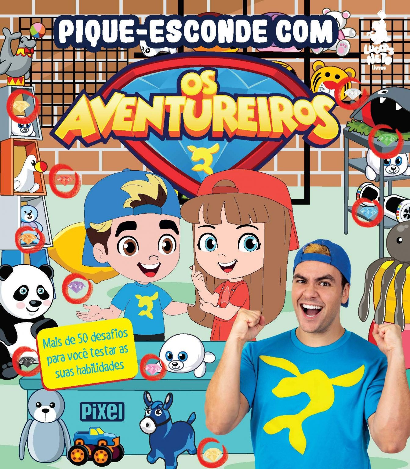 LIVRO INFANTIL LUCCAS NETO PIQUE ESCONDE COM OS AVENTUREIROS PIXEL 