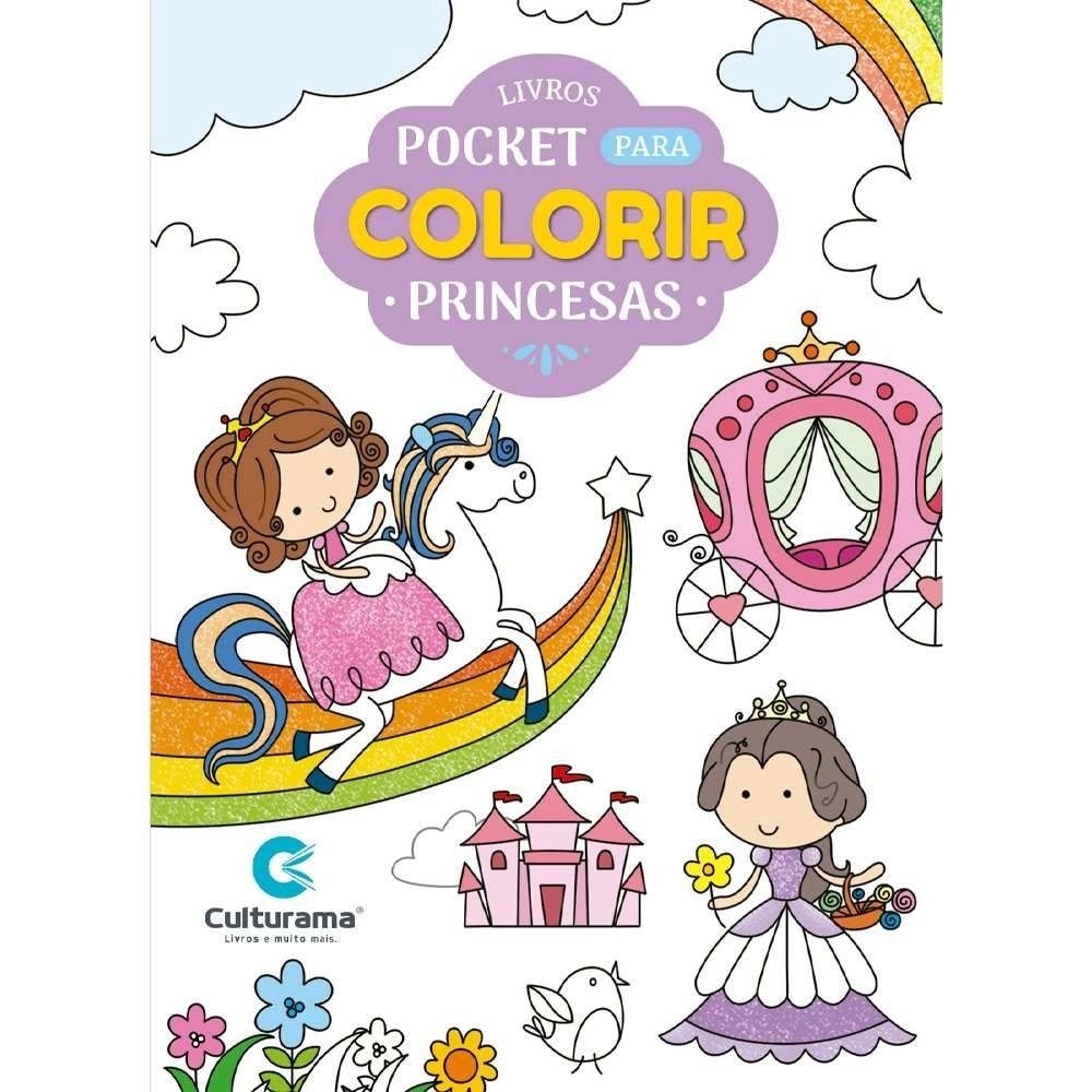 Livro Infantil Pocket Princesas P/Colorir Culturama - Papelaria Criativa