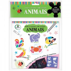 Livro Infantil Raspe e Desenhe com Estêncil: Animais Brasileitura 1156098