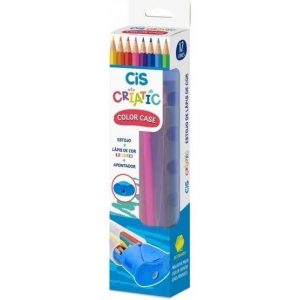 Lápis De Cor Cis Criatic Color Case 12 Cores Com Estojo E Apontador Azul 600408