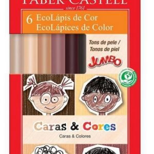 Lápis De Cor Faber Castell 6 Cores Jumbo Tons Pele Caras E Cores 125006CC