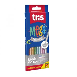 Lápis De Cor Mega Soft Color Metálico 10 Cores Tris 616636
