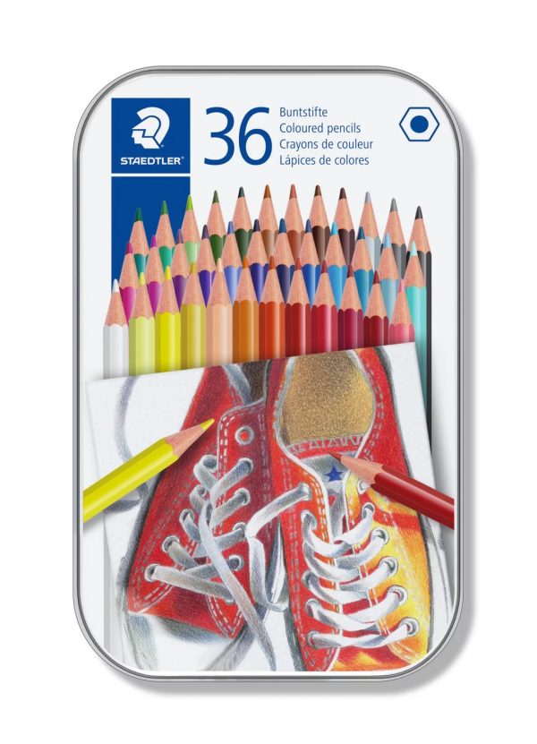 Lápis De Cor Staedtler Hexagonal 36 Cores Estojo Lata 175M36