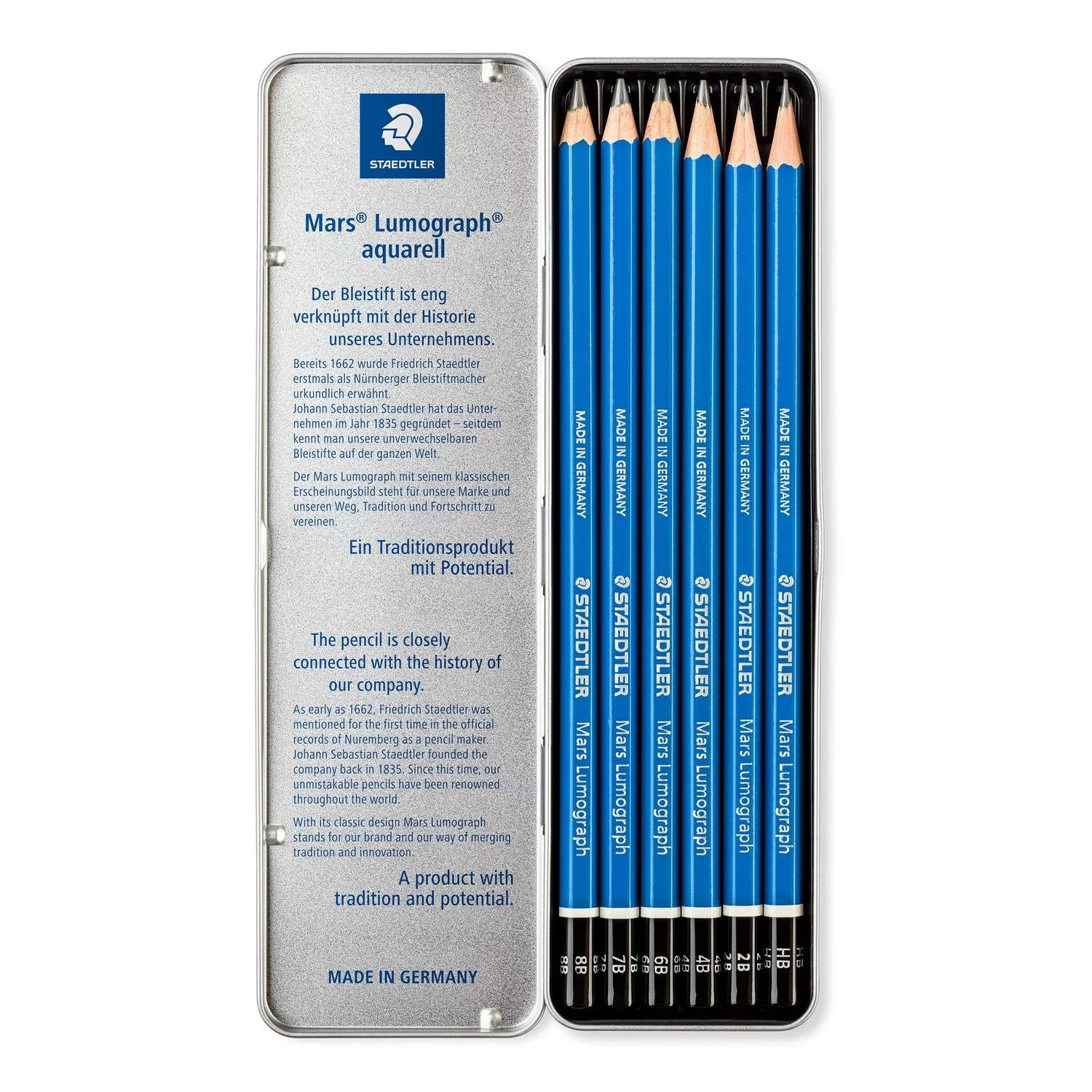 Lápis Lumograph Staedtler 6 Graduações Preto Estojo Metal 100G6