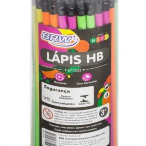 Lápis Preto Brw Neon Redondo HB Resina Plástica C/72 Unidades LP7203