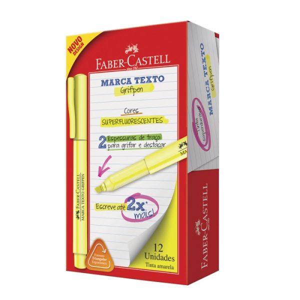 Marca Texto Faber Castell Grifpen Amarelo MT/AMZF C/12 Unidades