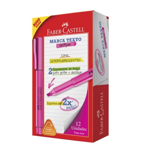 Marca Texto Faber Castell Grifpen Rosa MT/RSZF C/12 Unidades