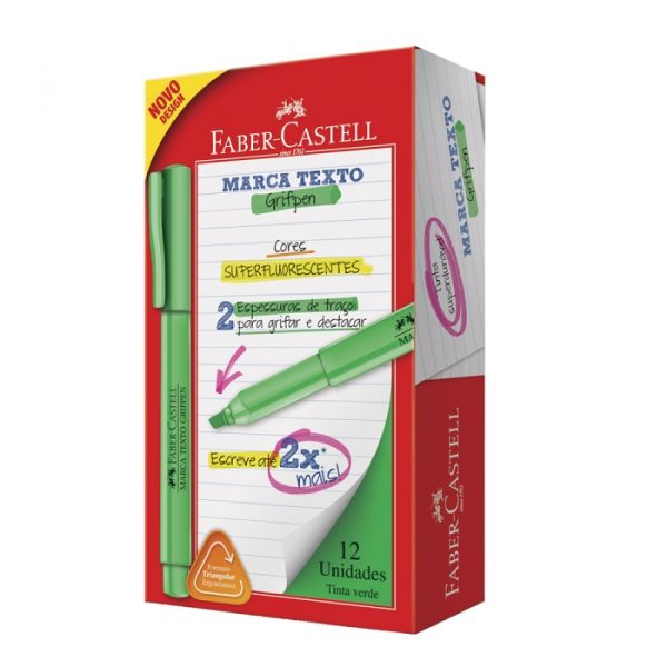 Marca Texto Faber Castell Grifpen Verde MT/VDZF C/12 Unidades