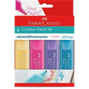 MARCA TEXTO FABER CASTELL TEXTLINER 46 04 CORES PASTEL MT/15464