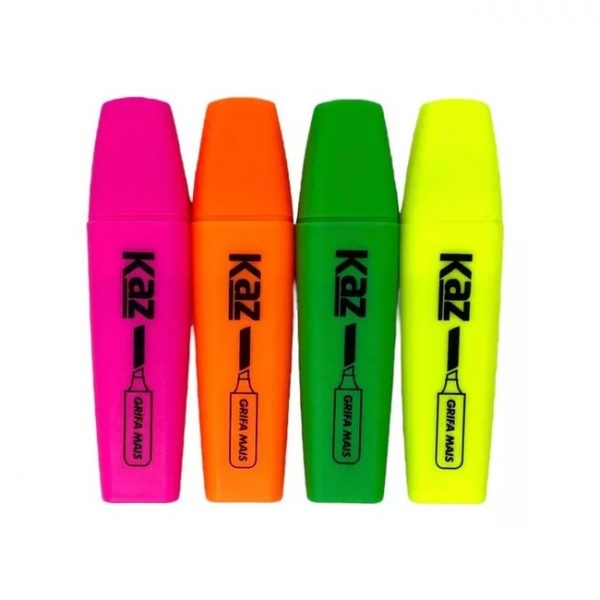 Marca Texto Kaz Grifa Mais 04 Cores Neon KZ723N